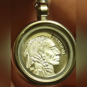 20mm Indian Head / BUFFALO NICKEL .999 Fine Pure Silver Pendant